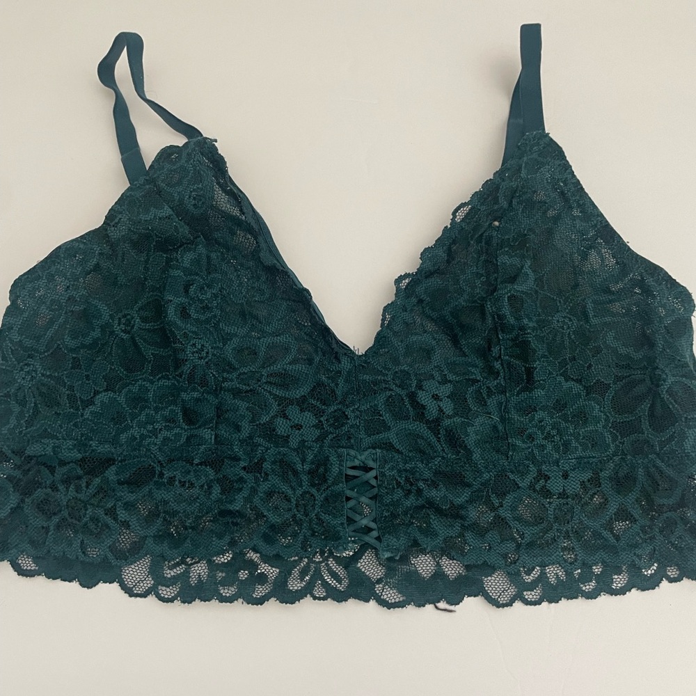 Victorias Secret Green Lace Unlined Bralette Size Medium